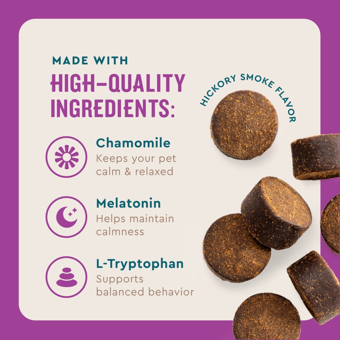 (3 Pack) Natural Calming Chews for Dogs – 60 Soft Chews Each – Anxiety & Stress Relief