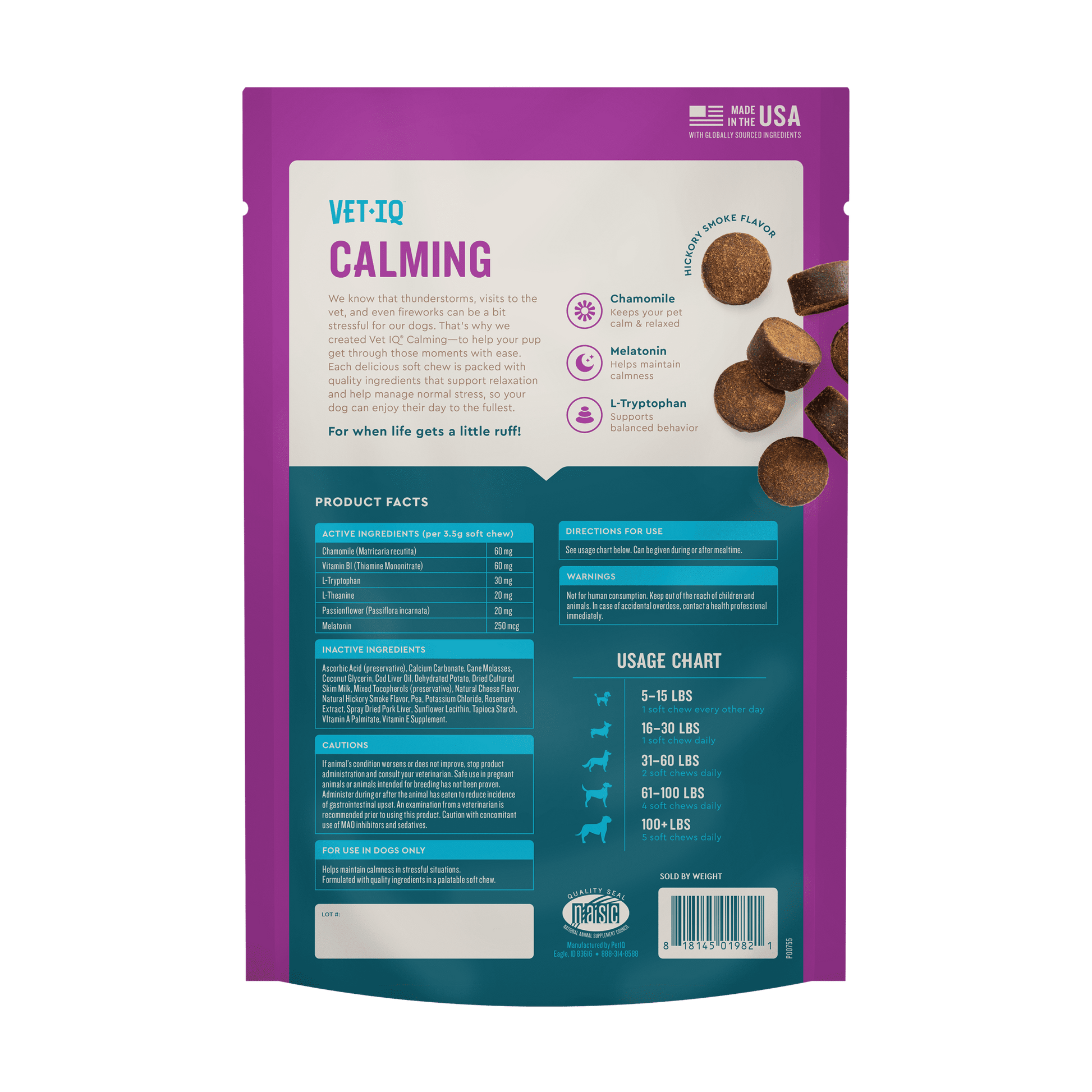 (3 Pack) Natural Calming Chews for Dogs – 60 Soft Chews Each – Anxiety & Stress Relief