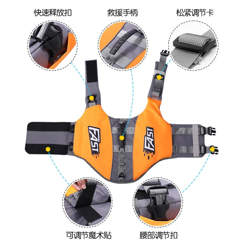 Adjustable Dog Life Jacket – Reflective Pet Safety Vest for Summer Swimming, Surfing & Pool Use