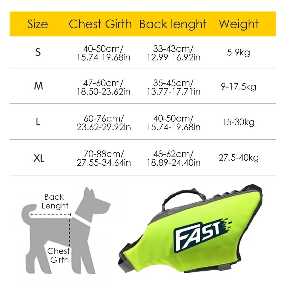Adjustable Dog Life Jacket – Reflective Pet Safety Vest for Summer Swimming, Surfing & Pool Use