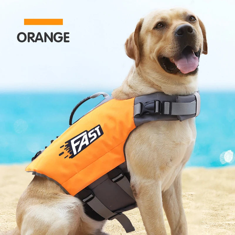 Adjustable Dog Life Jacket – Reflective Pet Safety Vest for Summer Swimming, Surfing & Pool Use