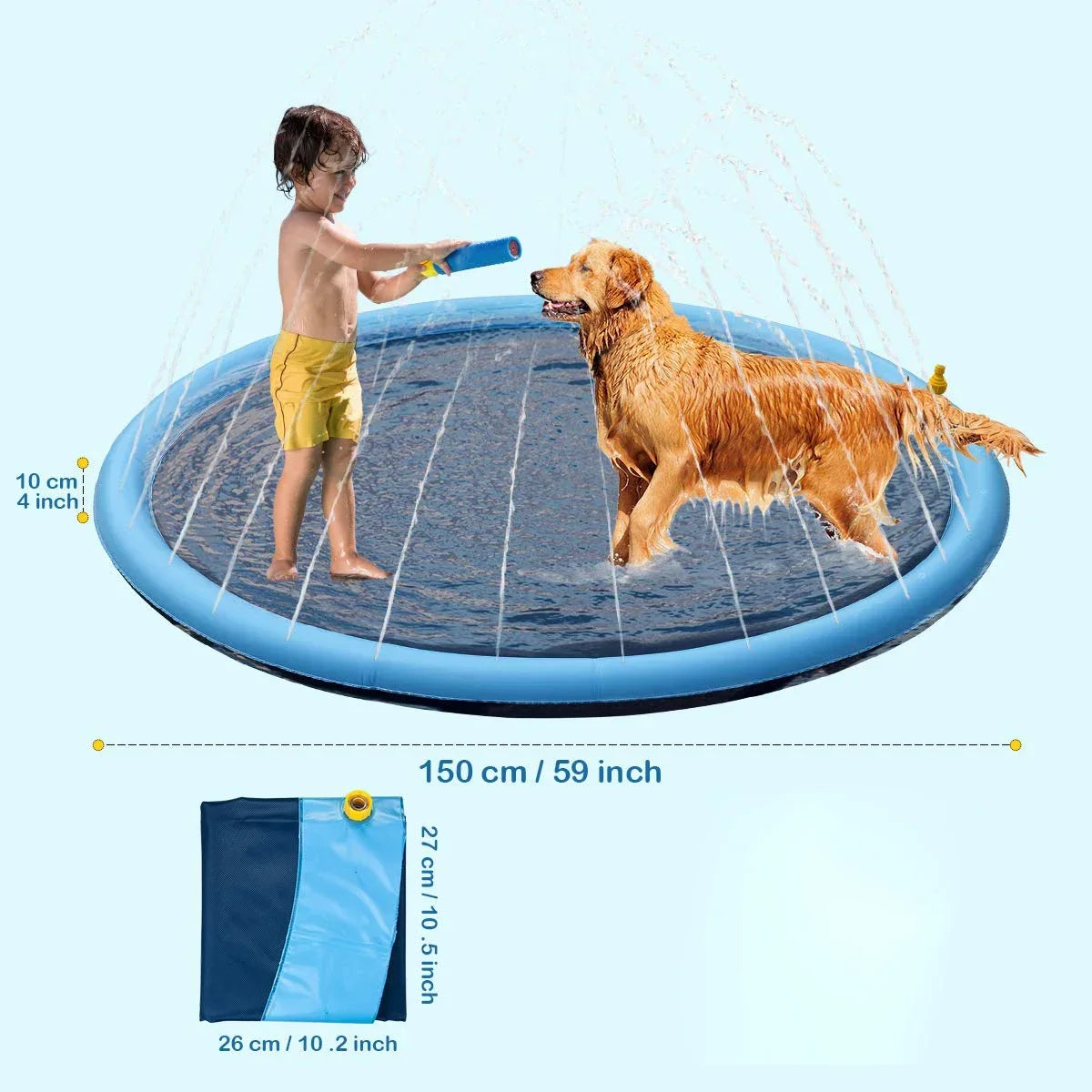 Dog Sprinkler Pad for Summer – Outdoor Cooling Mat, Interactive Fountain, Splash Pool Toy for Dogs & Puppies