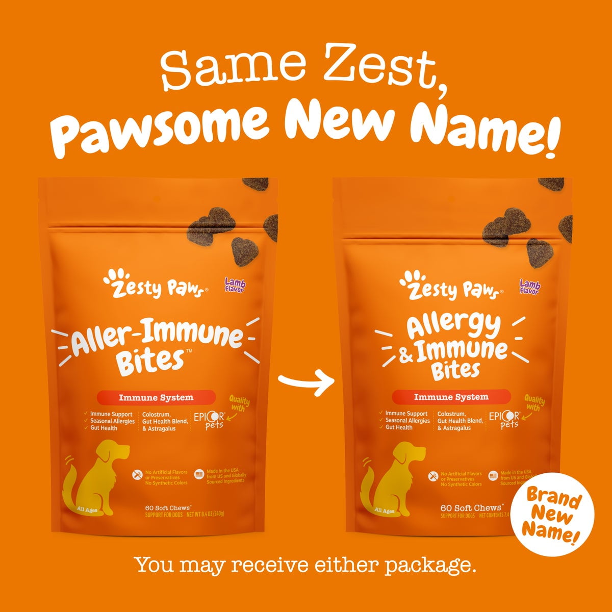 Allergy & Immune Bites for Dogs – 60 Soft Chews, Lamb Flavor – Allergy Relief & Immune Support